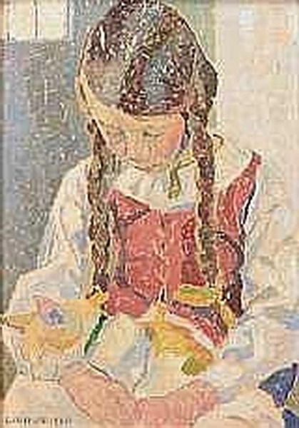 Bambina in camicetta rossa